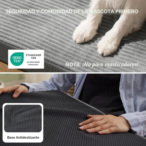 Miniatura 4 de Bedsure ComfyFleece - Camas ortopédicas para perros de gran tamaño para jaula con funda extraíble para máquina, no impermeable, alfombrilla de Gris