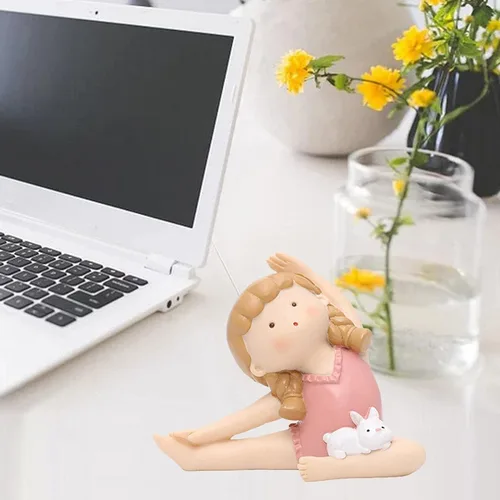 Miniatura 3 de Figuras de postura de yoga, encantadora estatua de conejo, escultura, figura de postura de yoga para decoración de regalos de oficina en casa