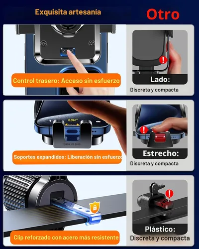 Miniatura 6 de Qifutan Soporte de teléfono para el salpicadero para el parabrisas del automóvil, para el salpicadero del automóvil, salida de aire, manos libres