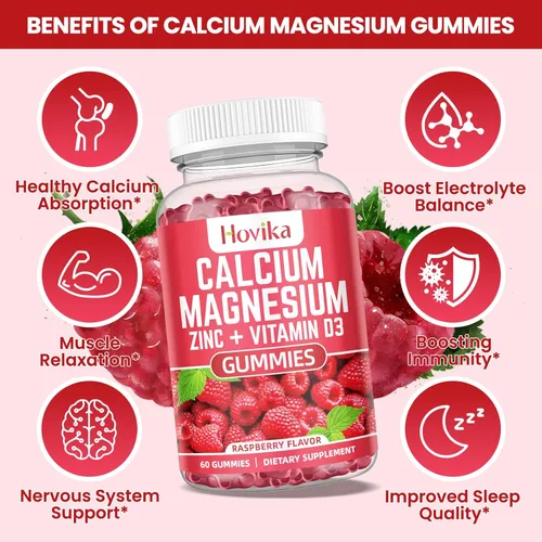 Miniatura 4 de Gomitas de calcio y magnesio y zinc con potasio vitamina C, B6, D3, K2 - Calcio para mujeres y hombres - Suplemento multivitamínico de calcio