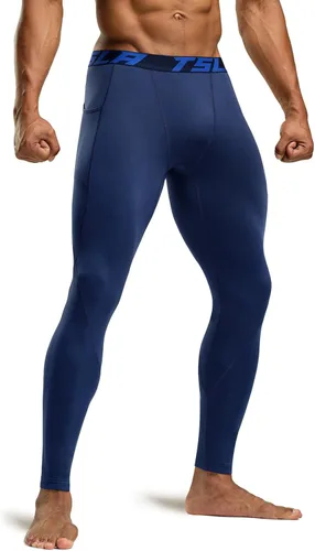 TSLA - Paquete de 1 o 2 pantalones térmicos de compresión para hombre, leggings deportivos y mallas para correr, pantalones para usar como primera