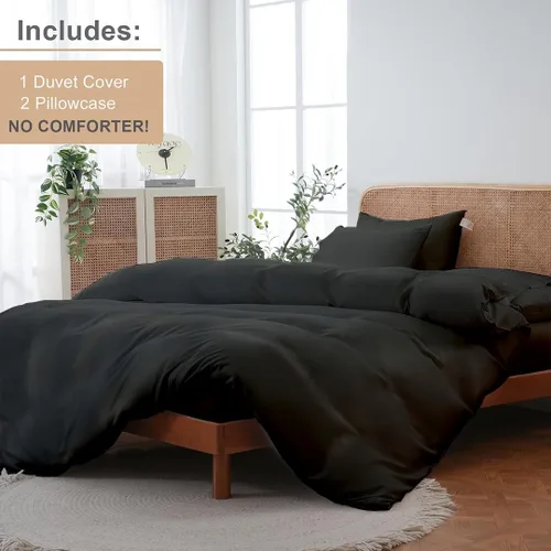 Miniatura 2 de ARlinen Juego de funda de edredón de tamaño matrimonial, 100% algodón egipcio, juego de ropa de cama de 3 piezas con cierre de cremallera, incluye 1