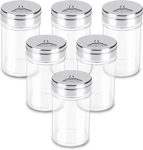Miniatura 19 de Segarty Tarros de especias con tapas cocteleras, paquete de 6 botellas de vidrio de 4 onzas con tapa de acero inoxidable, recipientes de vidrio