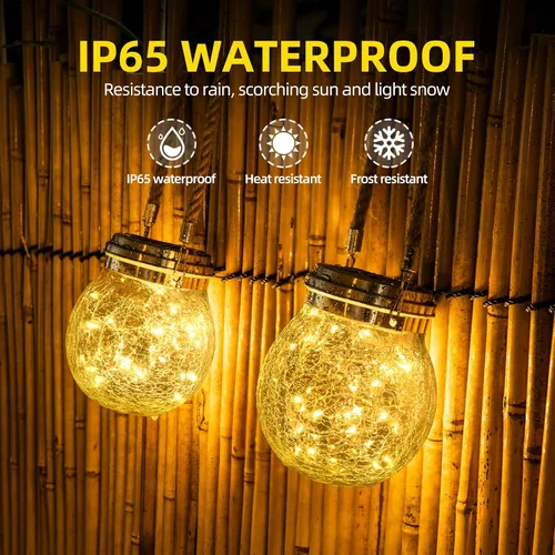 Miniatura 6 de ROSHWEY Paquete de 4 faroles solares de tamaño M para mujeres, luces solares colgantes para decoración de jardín, impermeables, con 15 LED