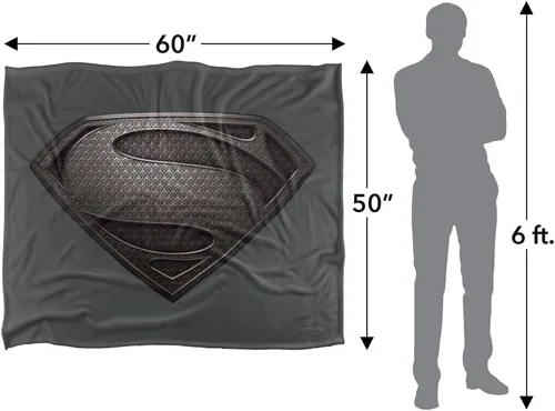 Miniatura 5 de Manta de tacto sedoso Superman Man of Steel oficialmente licenciada y decolorada, súper suave, 50" x 60" Hombre de acero desaturado