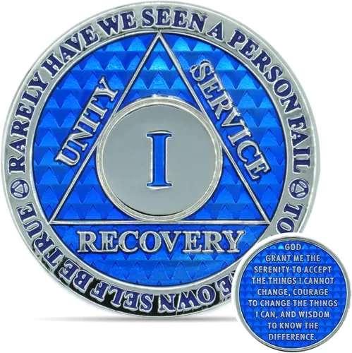 Miniatura 37 de Moneda de sobriedad de 10 años Chip AA Legacy Ficha de aniversario de recuperación de triplaca gruesa (Aqua)