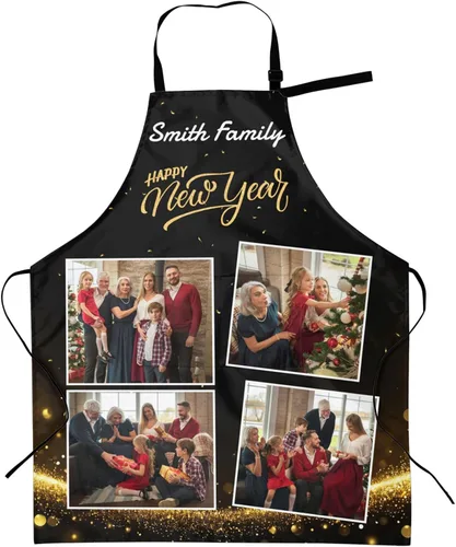 Miniatura 15 de Delantales personalizados con dos bolsillos para mujeres y hombres, delantales personalizados impresos con texto fotográfico para cocinero de cocina