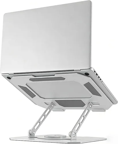 Miniatura 7 de Soporte ajustable para laptop para escritorio, elevador ergonómico giratorio de 360°, soporte plegable para computadora portátil compatible