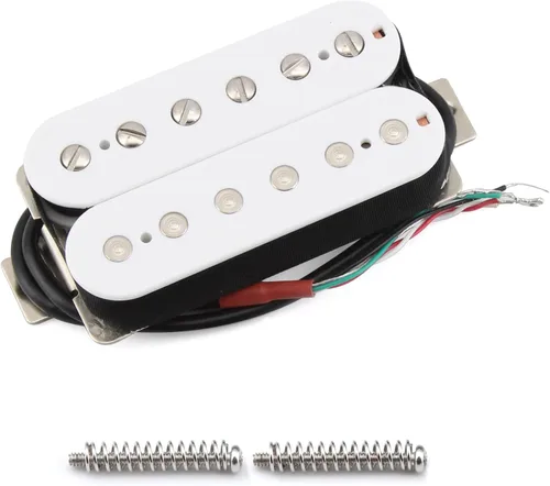 Miniatura 17 de FLEOR Alnico 5 Pastillas de Guitarra Doble Bobina Humbucker Juego de Cuello y Puente Blanco