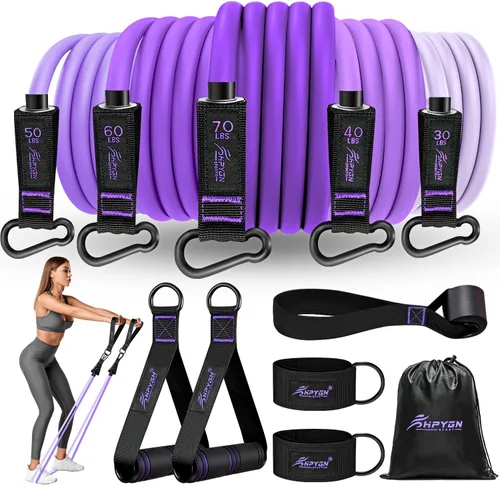 Miniatura 13 de HPYGN - Bandas de resistencia, bandas de ejercicio con asas, bandas de fitness, bandas de entrenamiento con anclaje de puerta y correas de tobillo