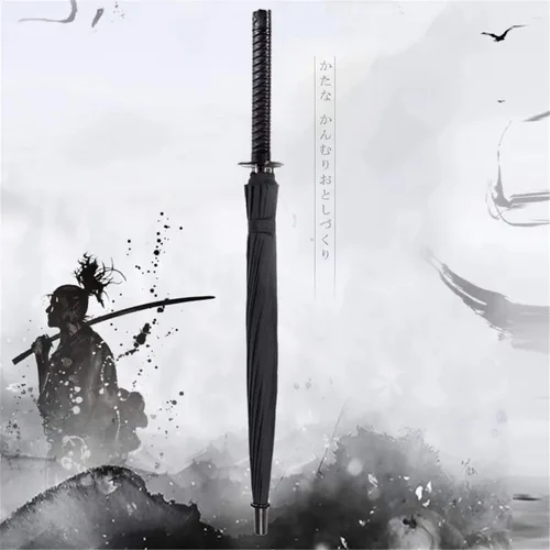Miniatura 4 de zooro Samurai - Paraguas semiautomático Ninja Samurai a prueba de viento, el mejor regalo creativo (24 huesos)