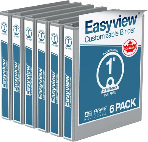 Miniatura 11 de Easyview - Carpetas prémium de 3 anillas con cubiertas transparentes y anillos redondos, carpetas para la escuela u oficina, 1 pulgada, paquete