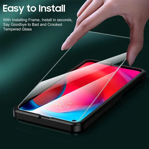 Miniatura 6 de UniqueMe Paquete de 2 + 2 protectores de pantalla compatibles con Motorola Moto G Stylus 5G 2021 de vidrio templado + protector de lente de cámara