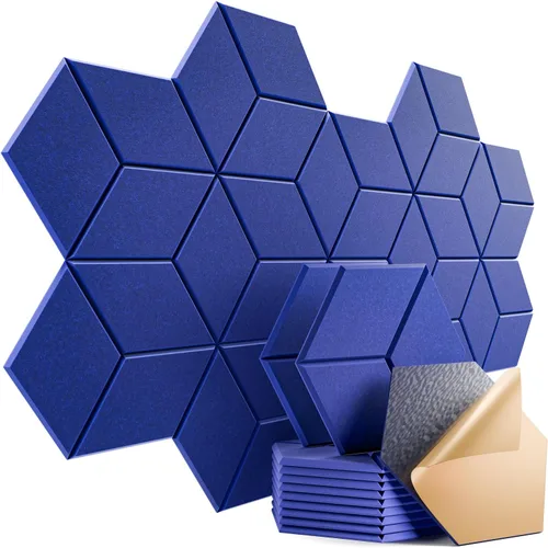 Miniatura 124 de Paquete de 12 paneles acústicos autoadhesivos de 12 x 10 x 0.4 pulgadas, paneles de espuma a prueba de sonido con alta densidad, diseño forrado