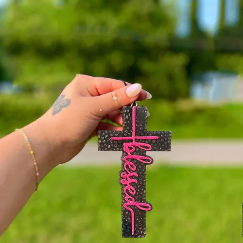Miniatura 2 de SOBEIT Blessing Cross - Molde de freshie para coche, molde de freshie de fe religiosa, molde de resina de silicona para hacer freshie perlas Molde