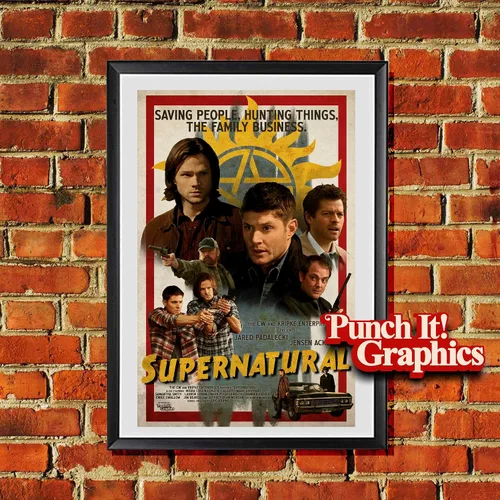 Miniatura 2 de Supernatural Winchester Brothers - Póster de película retro, regalo impreso, para el hogar, oficina, obras de arte, arte vintage para sala de estar
