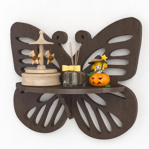 Miniatura 7 de Estante flotante en forma de mariposa rosa para habitación de niña, bonito estante de pared para decoración de guardería, pequeño estante decorativo
