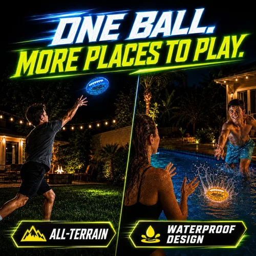 Miniatura 4 de Wave Runner Balón de fútbol LED impermeable que brilla en la oscuridad para niños, adolescentes y adultos - Fútbol iluminado incluye bomba