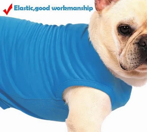 Miniatura 4 de Camisa azul en blanco para perros,Camisetas grandes para perros y niñas,Camiseta lisa de bulldog francés,L azul real Azul y Royal