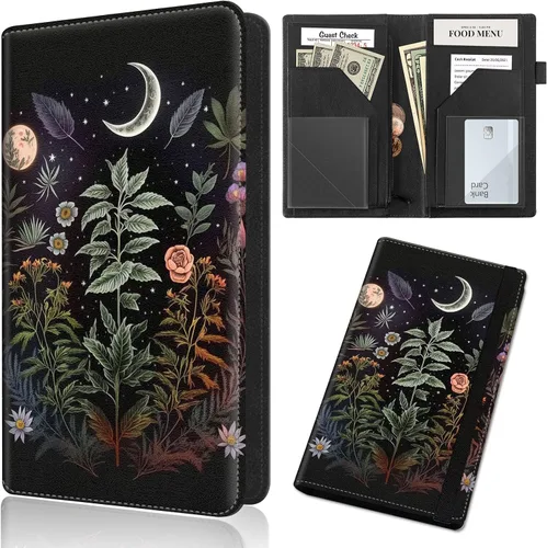 Miniatura 33 de Server Book,Waitress Book,5x9 Inch Server Books for Waitress & Waiter, Cute PU Leather Serving Book Guest Check Presenters Organizer with Zipper