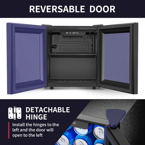 Miniatura 4 de Icyglee Refrigerador de bebidas para 48 latas, Mini refrigerador con puerta de vidrio con estantes ajustables, Refrigerador de bebidas independiente