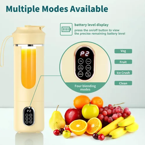 Miniatura 4 de Licuadora inalámbrica portátil, pequeño exprimidor recargable, mini licuadora personal para batidos y batidos, con función de limpieza automática