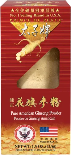 Príncipe de la paz 100% Wisconsin American el Ginseng en polvo (Panax quinquefolium), Caja de Regalo 1.5oz