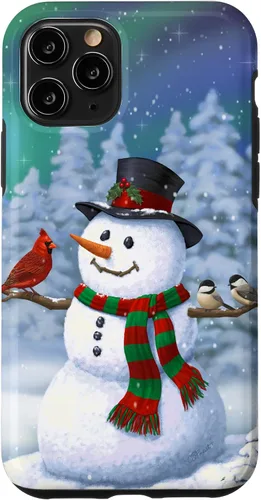 Miniatura 41 de Funda para iPhone 17 con diseño de muñeco de nieve y pájaros en invierno