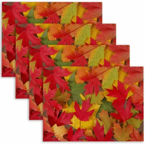 Miniatura 21 de Mrcrypos Juego de 4 manteles individuales de otoño, Halloween, Acción de Gracias, fáciles de limpiar, juego de 4 manteles individuales lavables