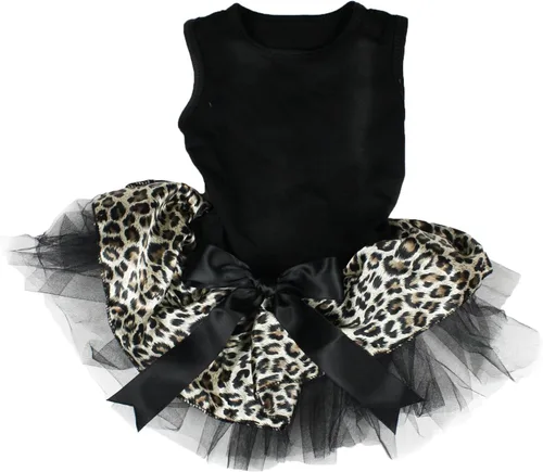 Miniatura 12 de Petitebella Vestido para perro cachorro con tema de leopardo liso (leopardo negro/beige, talla XS)