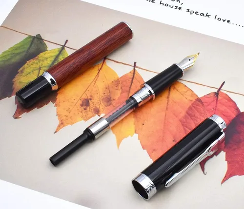 Miniatura 3 de Jinhao Nature - Pluma estilográfica de madera de rosa doblada (fina a ancha), pluma Fude para caligrafía, dibujo artístico y escritura a mano Rosa