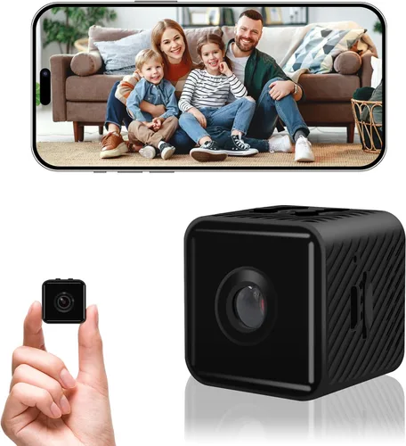 Mini cámara de seguridad, cámara pequeña inalámbrica HD de 1080P, cámara de niñera WiFi para interiores con detección de movimiento y visión