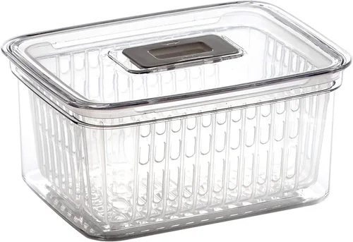 BINO | Ahorrador de productos - 6.8 tazas/1.6L | Recipientes de almacenamiento para refrigerador para frutas y verduras | Ventilación de aire