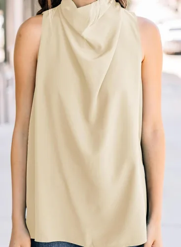 Miniatura 4 de Dokotoo Blusa de gasa holgada para mujer, estilo casual, elegante, con cuello vuelto