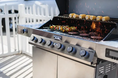 Miniatura 3 de Monument Grills Denali Series - Parrilla inteligente convertible de gas natural 6+1, 6 quemadores y 1 quemador lateral de acero inoxidable Denali