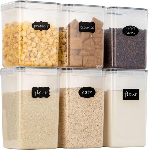 Chef's Path - Grandes contenedores herméticos de almacenamiento de alimentos con tapas, paquete de 6, 3 piezas de 6.5 L y 3 piezas de 5.2 L,