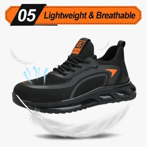 Miniatura 6 de Zapatos deportivos con punta de acero para hombre, zapatos ligeros para hombre, zapatos de trabajo cómodos, zapatos de seguridad con amortiguación