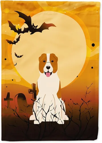 Miniatura 136 de Caroline's Treasures BB4307GF - Bandera de Halloween Airedale para jardín, bandera decorativa para patio exterior, obras de arte de patio, macizos