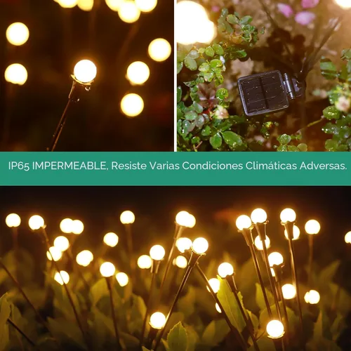 Miniatura 2 de Luces solares impermeables para exteriores, 2 paquetes de 16 LED, jardín solar, patio, decoración de jardín, decoración de patio, luciérnaga al aire