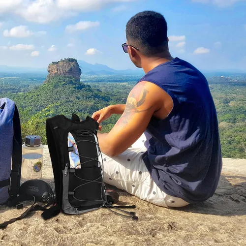 Miniatura 6 de Mochila compacta de depósito de agua con bolsa de agua de gran capacidad, correas de malla transpirable, múltiples compartimentos