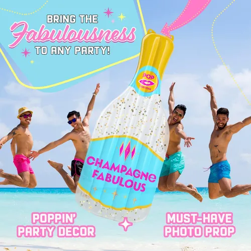 Miniatura 4 de Champagne Fab - Flotadores de piscina para despedida de soltera Flotador de piscina de tamaño grande de 400 libras de capacidad Flotador