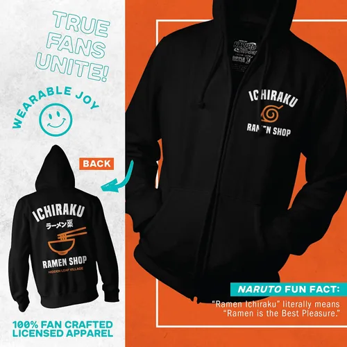 Miniatura 3 de Ripple Junction Naruto Shippuden Ichiraku Ramen - Sudadera unisex con cremallera para adulto