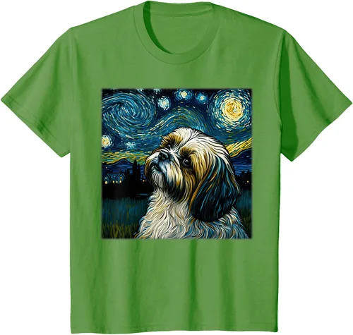 Miniatura 80 de Camiseta Surrealism Starry Night Shih Tzu Dog