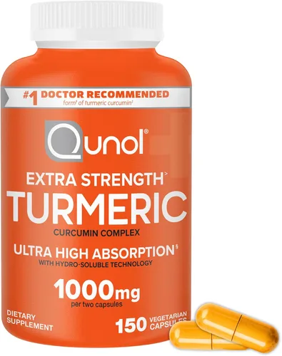 Qunol Suplemento de curcumina de cúrcuma, 1000 mg con absorción ultra alta, para apoyo articular, cápsulas extra fuertes, 150 unidades
