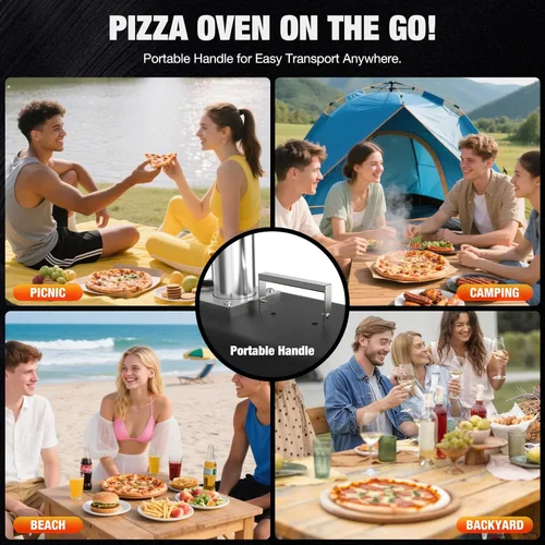 Miniatura 7 de Horno de Pizza para Exteriores de 12 Pulgadas, Hornos de Pizza de Pellets de Madera con Piedra para Pizza Giratoria de 360°, Estufa de Pizza