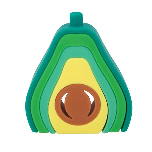 Miniatura 8 de Nuby Juguete interactivo de aguacate apilable de silicona suave, juguete apilable de 5 piezas para el desarrollo temprano, más de 12 meses