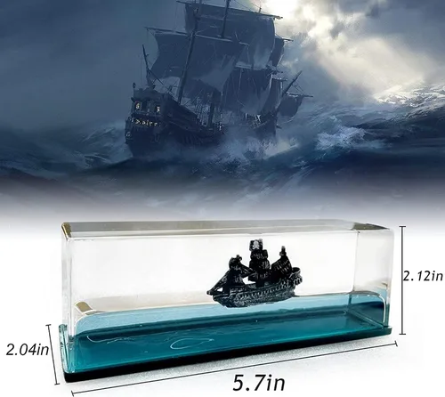 Miniatura 3 de Honsheng Juguete simulador de pirata de perla negra insundable, bote ondulado en una caja, adorno de decoración de barco fluido de crucero de onda