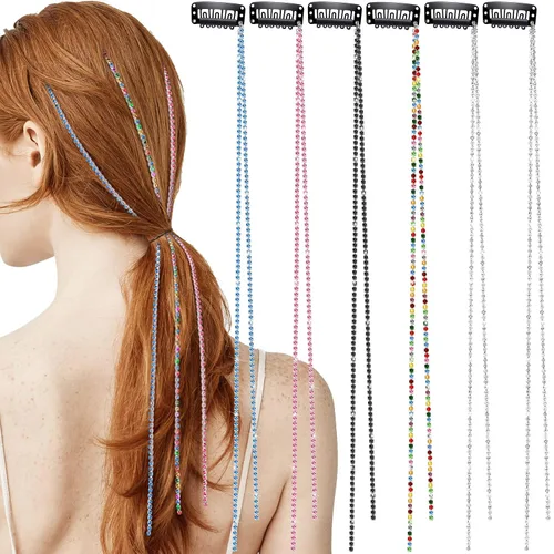Miniatura 13 de Chunyin 6 Piezas Cadenas de Cabello con Diamantes de Imitación para Mujer Encanto de Perla Accesorios de Joyería para el Cabello con Diamantes
