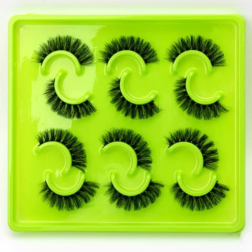 Miniatura 4 de Paquete de 6 pares de pestañas postizas esponjosas naturales de imitación de visón 3D (3DQG-118)