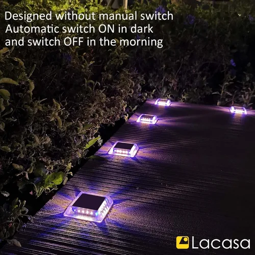 Miniatura 6 de Lacasa Luz Solar para Exteriores, Juego de 4 Piezas, 30LM, IP68 Resistente al Agua, Luz Solar de Jardín Automática de Encendido/Apagado para Paquete